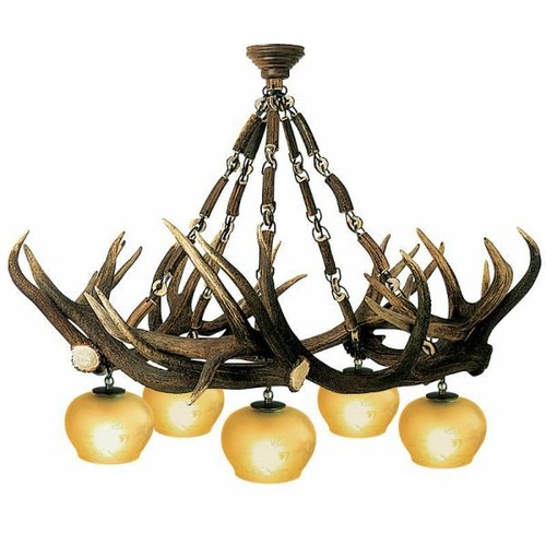 Lustre avec vrai bois cerf - lustre,