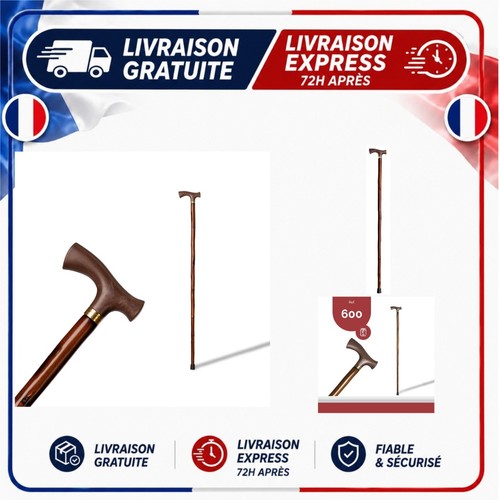 Canne marche bois marron - de,