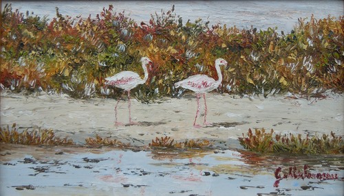 Tableau flamants roses 27x16 - tableau-,