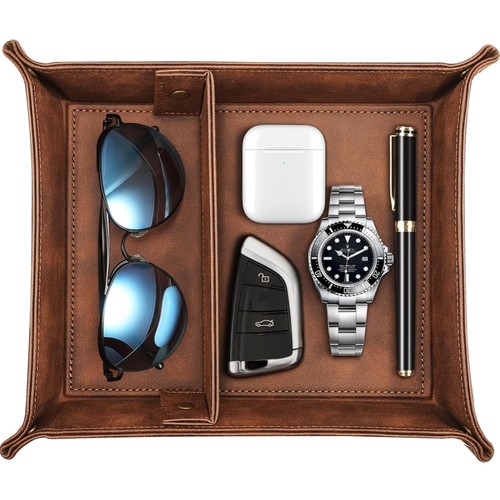 Plateau rangement camping cuir