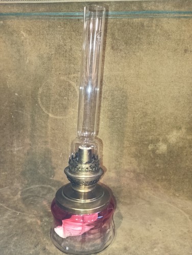 Lampe pétrole verre rose - à,