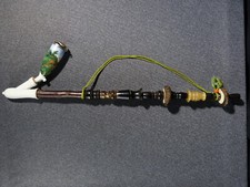 German Wooden Pipe Carved Horn Porcelain Stove Decor Landscape Deer