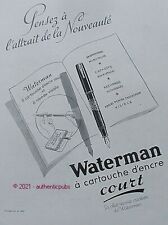 1937 WATERMAN ADVERTISEMENT SHORT INK CARTRIDGE PEN HOLDER FRENCH AD PUB