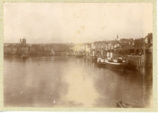 France, Dieppe, harbour view, steamships moored vintage albumen print