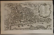 GOA INDIA 1757 BELLIN & VAN SCHLEY UNUSUAL ANTIQUE COPPER ENGRAVED CITY MAP