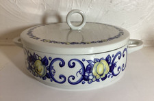 Villeroy & Boch CADIZ 7 inch Round Covered Serving Dish White Blue with Lid 1 QT