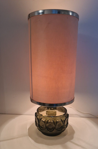 Lampe pied verre signé - en,