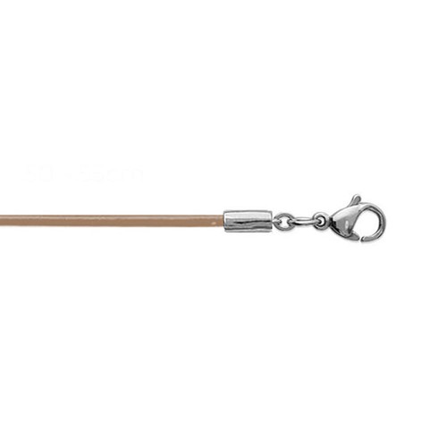 Cordon cuir 45cm crème - -,