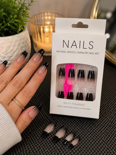 Capsules ongles french noir - ongles,