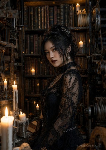 Femme gothique bibliothèque - femme,