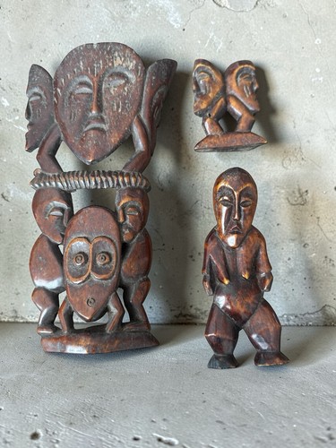 Lot sculptures africaines bois - lot,