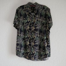 Bobois Collection Aloha Shirt L Black Floral Button Up Relax Fit S/S