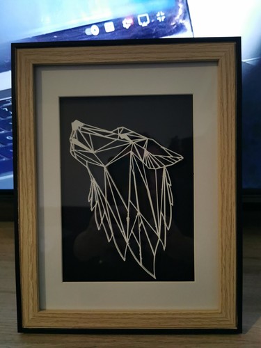 Cadre loup verre bois - 3d,