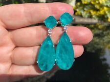 Paraiba Goutte Boucles, Tourmaline Doublet Autriche Cristal 925 Argent Sterling