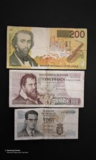 Lot 3 Billets De Banque Belge 200fr A.Sax & 100fr L.Lombard & 20f Roi Baudouin