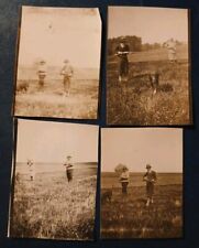 x4 Photos 1928 Hunting Party France Dog Photography Vintage Old Rifle
