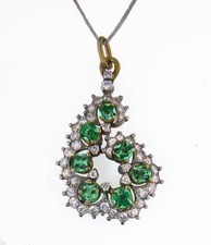 Emerald and 0.75ct Diamond (G VS) Pendant in 18ct Gold, with Chain