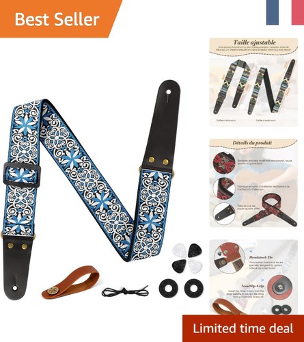 Sangle jacquard bleu avec - en,