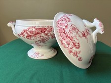 Faïence fin XIX ème Bertrand Bordeaux Soupière Anémone (couleur rose)