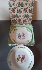 COFRRET 2 ASSIETTES DECOR LAPINS L'AMANDINOISE St AMAND