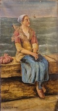 Ancien Tableau Huile Portrait