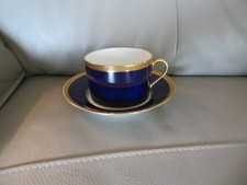 large blue Limoges porcelain oven lunch cup