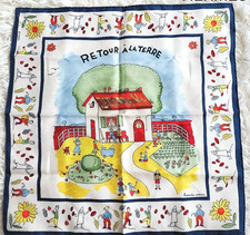 HERMES RETOUR A LA TERRE Petit Carre Gavroche Silk Scarf Blue Tags No Box Used.