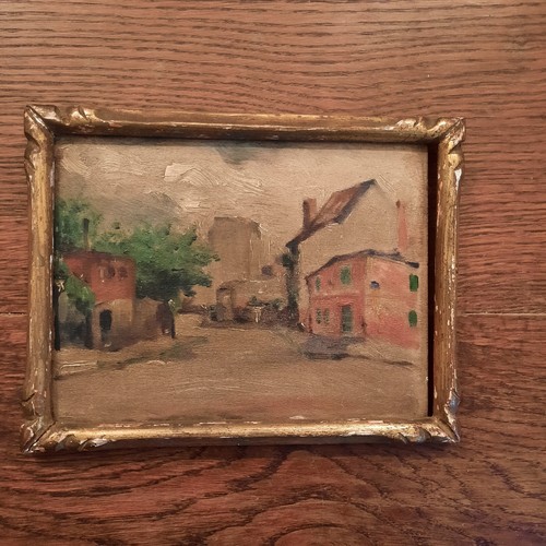 Huile bois tableau montmartre - bois,