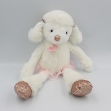 Peluche chien caniche blanc