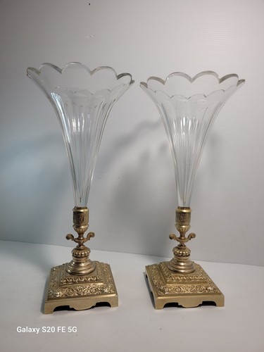 Paire vases cristal - paire, taillé