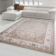 Tapis élégant Style Oriental avec Ornements pour salon ou bureau crème beige