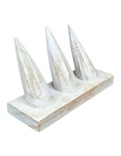 Porte-bagues en bois massif finition blanc cérusé 