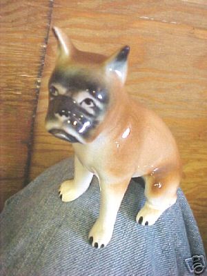 Vintage glass ceramic boxer - y,