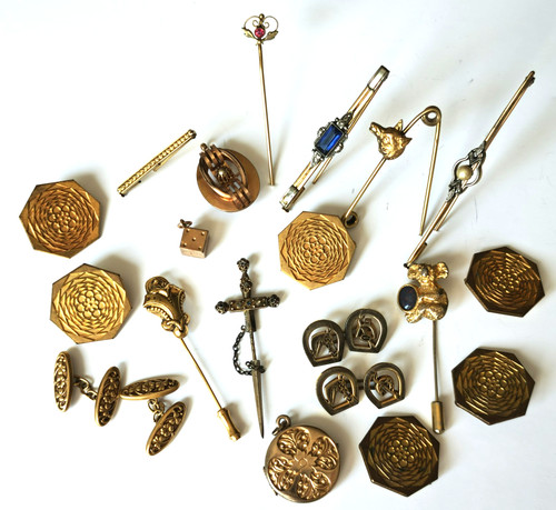 Plaqué lot bijoux ancien - or,