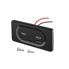 UNIVERSAL USB TYPE C 12-24V DUAL SOCKET CHARGER FOR CAR CAMPER BOATS