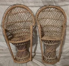 2 Petits Fauteuils en Rotin Tressé pour Poupée ou Plante  Haut : 40cm 