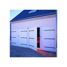 Porte de garage battante PVC blanc - 2 x 2.4 m - 2 ouvrants - Ouverture extérieu