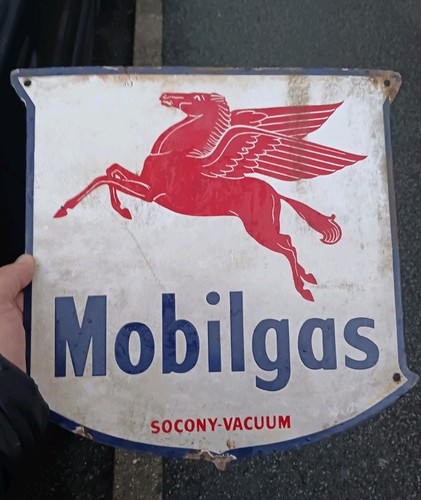 Plaque émaillée mobilgas - plaque,