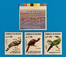 BOLIVIA 2005 FLAMINGO 1v, EAGLE TOUCAN GUAN 3v - bird stamps MNH