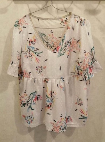 Blouse voile blanche - à, fleurs