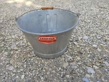 Ancien seau en métal galva zinc bassine jardinière terrasse Leopold