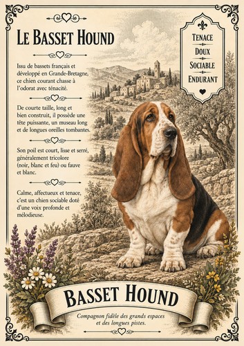 Affiche basset hound - affiche, a4