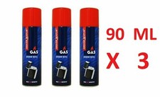 LOT DE 3 RECHARGE GAZ UNIVERSEL 90 ML POUR BRIQUET , ALLUME GAZ  5 EMBOUTS