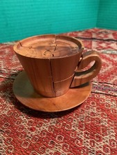 Wood Tea Cup And Saucer Puzzle Toy Game
