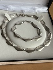 Herman Siersbol 1960s Danish Design Silver Necklace & Bracelet Set