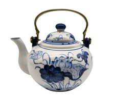 🔵 Théière ancienne en porcelaine bleu et blanc 🌸 Vintage Asiatique Collection