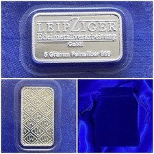 Lingot Argent pur Leipziger 5g 999 Silver Bar Invest Bullion Sealed