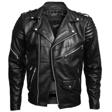 Veste de moto Zayn en cuir d'agneau véritable pour hommes style rétro...