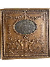 Wooden Box Antique Metal Central Medallion Decor Music Lesson