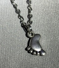 Baby Foot pendant necklace Silver Tone Chain
